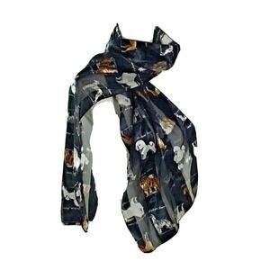 Mixed Breed Dog Print Oblong Black Scarf